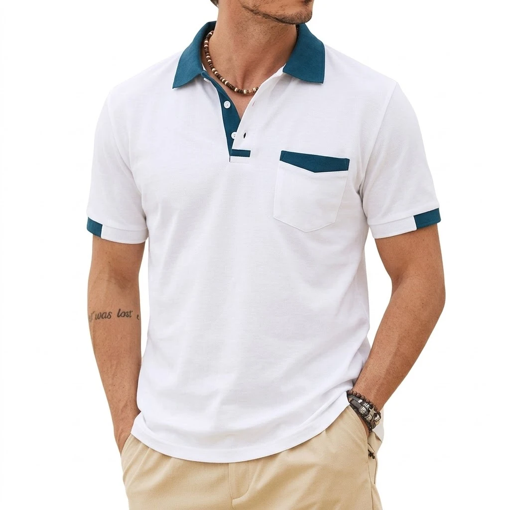 Summer Short Sleeve Men's T-Shirts Gym Man Polo Shirt Casual Loose Lapel Breathable Tee Button Work Shirts Hawaiian Tshirts