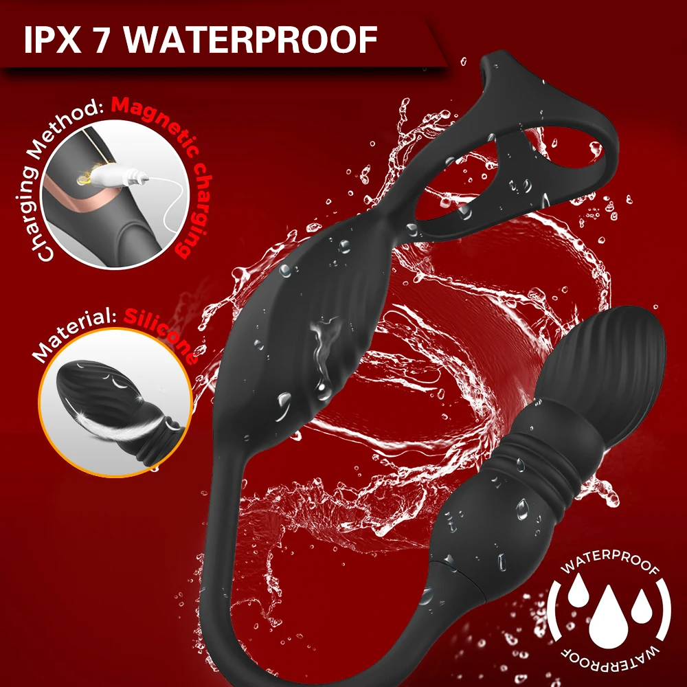 لاسلكي عن بعد تلسكوبي الشرج هزاز APP التحكم بعقب المكونات جهاز تدليك للبروستاتا مع حلقة القضيب العجان محفز AdultToy #6