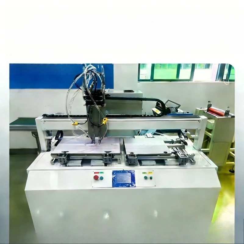 Floor-to-ceiling double-head blowing automatic locking screw machine, furniture hinge automatic screwing, double-head screw