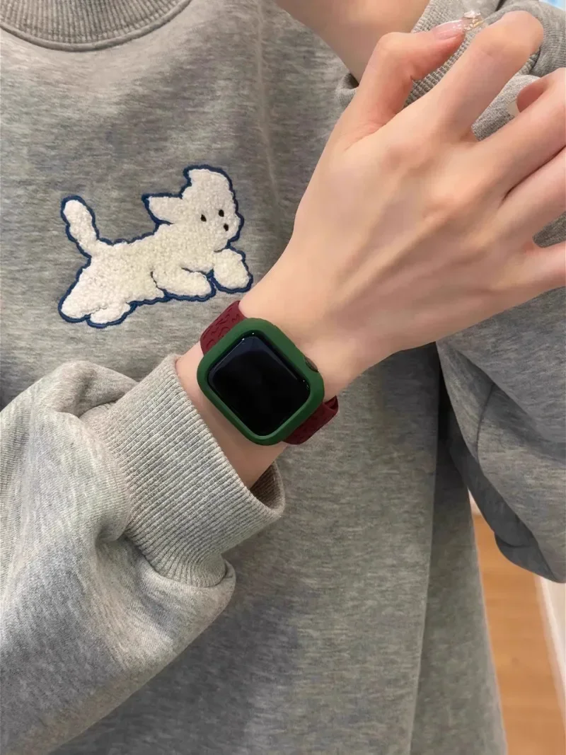 سوار ساعة سيليكون للرجال والنساء ، جراب لساعة iWatch 9 ، 8 ، 7 ، 6 ، SE ، 5 ، 4 ، 3 ، السلسلة ، 44 ، حزام ، 41 ، 45 ، 38 ، 42 ، من