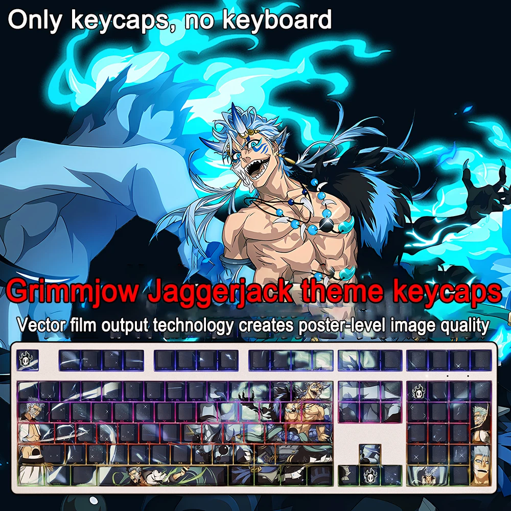 108 Keys BLEACH Keycaps Keycaps Kuchiki Rukia PBT Dye Subbed Cherry Backlit Keycaps Anime Key Caps For ANSI 61 87 104 108 Layout
