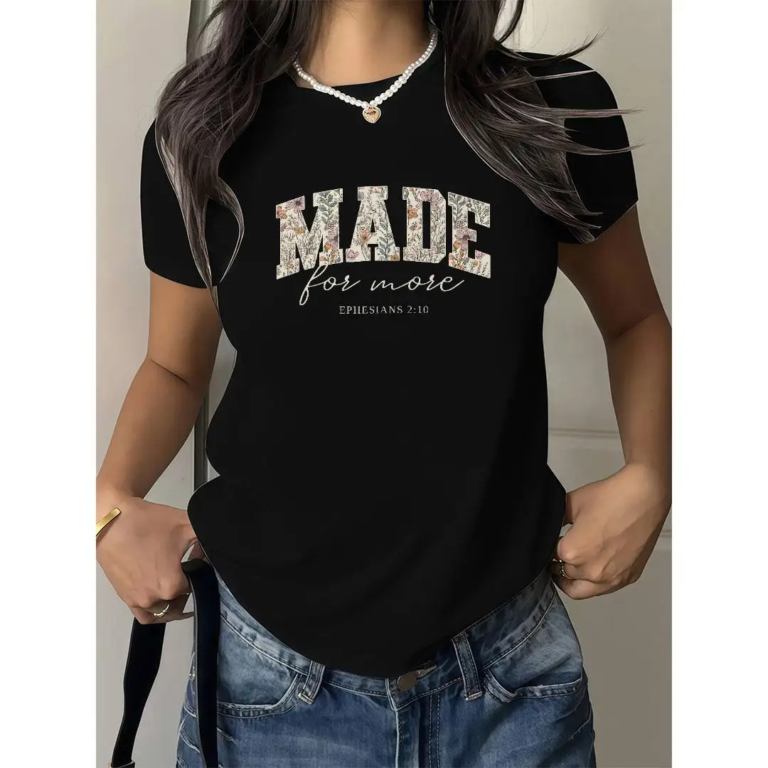

Women's Christian Faith T-Shirt | "Made For More" Bible Verse Graphic Tee | Ephesians 2:10 Spiritual Gift Top