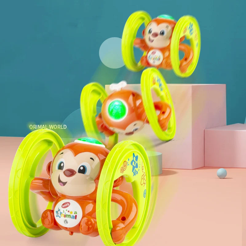 Children's Clockwork Electric Lights Music Tumbling Monkey Puzzle Early Education Baby Parent-child Interaction Toys