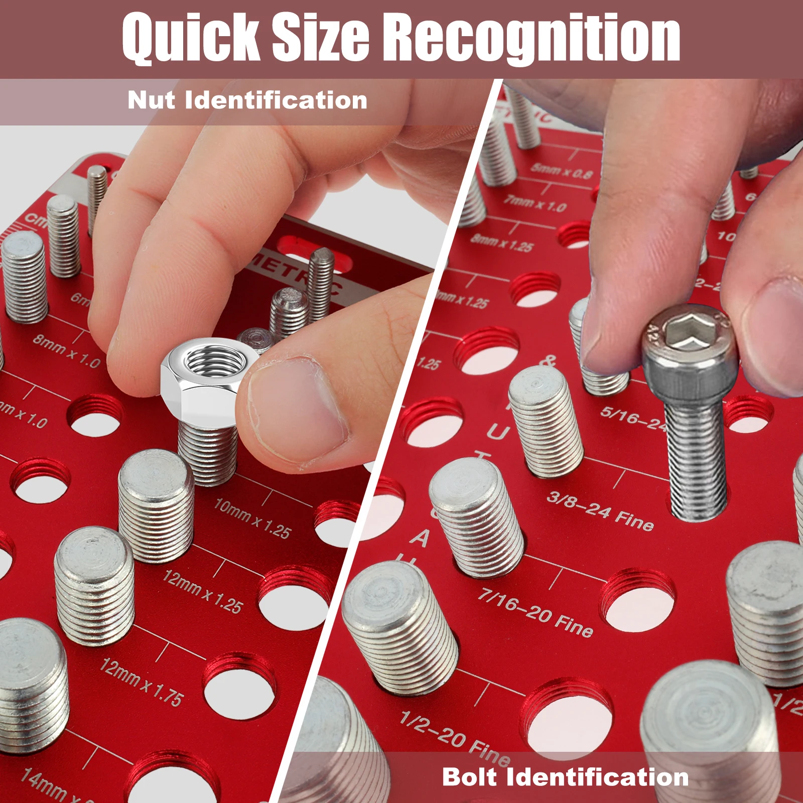 Bolt Thread Checker Portable Nut And Drill Bit Thread Checker Screws Measuring Imperials Tool ,Standard Metric Imperials Female