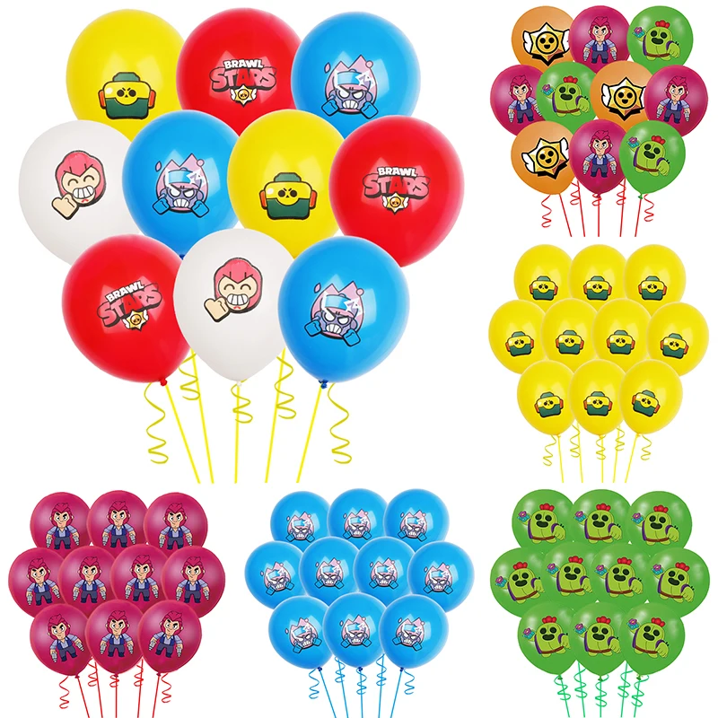 12/24/36/48pcs Hot Game Brawl Theme Birthday Decor Blue Yellow Red 12inch Latex Balloon Party Brawl Stars Baby Shower Supplies