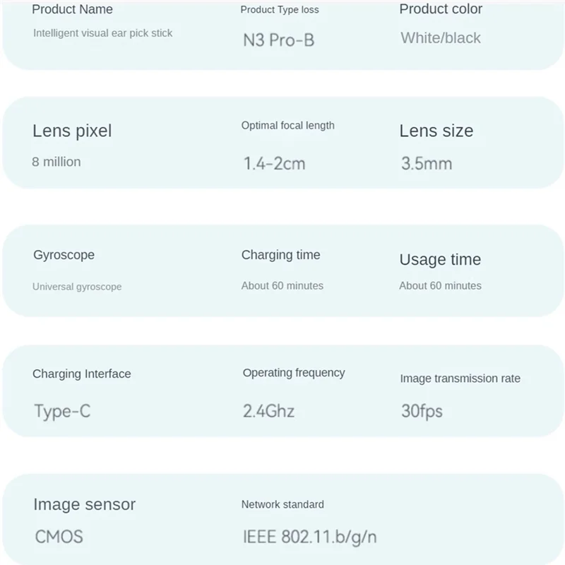 Dissolvant de cire d'oreille, Kit de nettoyage d'oreille avec 6 plectres d'oreille, caméra d'oreille Otoscope de nettoyage d'oreille