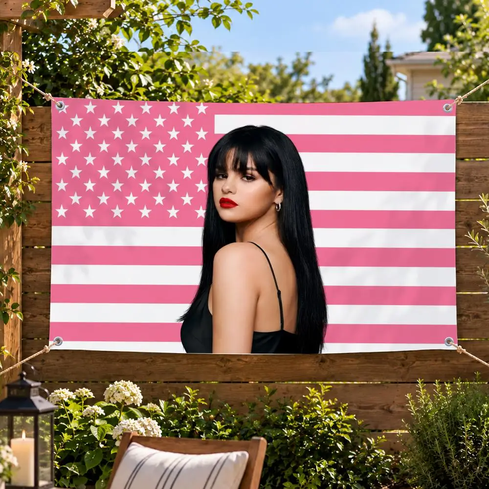 Music Pop Artist Selena Gomez Flags Decorative Flag Banner Indoor Outdoor Garden Yard Patio Party Camping Wall Decor Gift