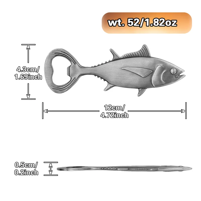 Creative Tuna Fish Shape Metal Bottle Opener Beer Soda Corkscrew Openers for Club Kitchen Bar Wedding Party Gift Set with Bag