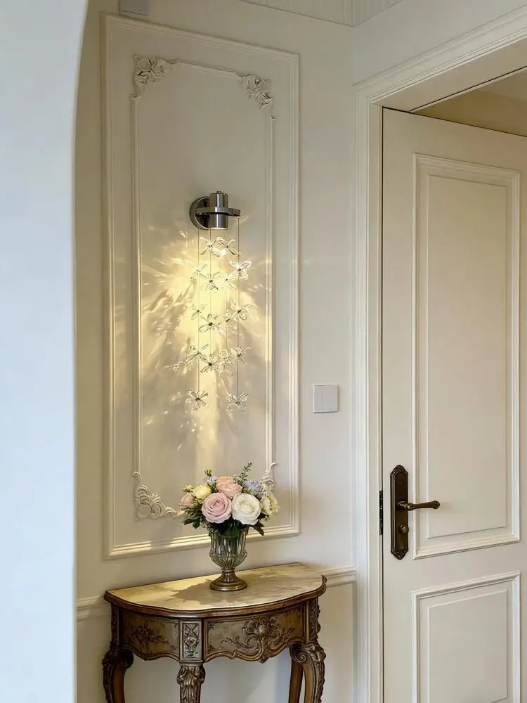 Long wire drawing hanging stained glass crystal Wall Lamp Restaurant Dining room hallway Corridor indoor Gu10 LED wall fixtures