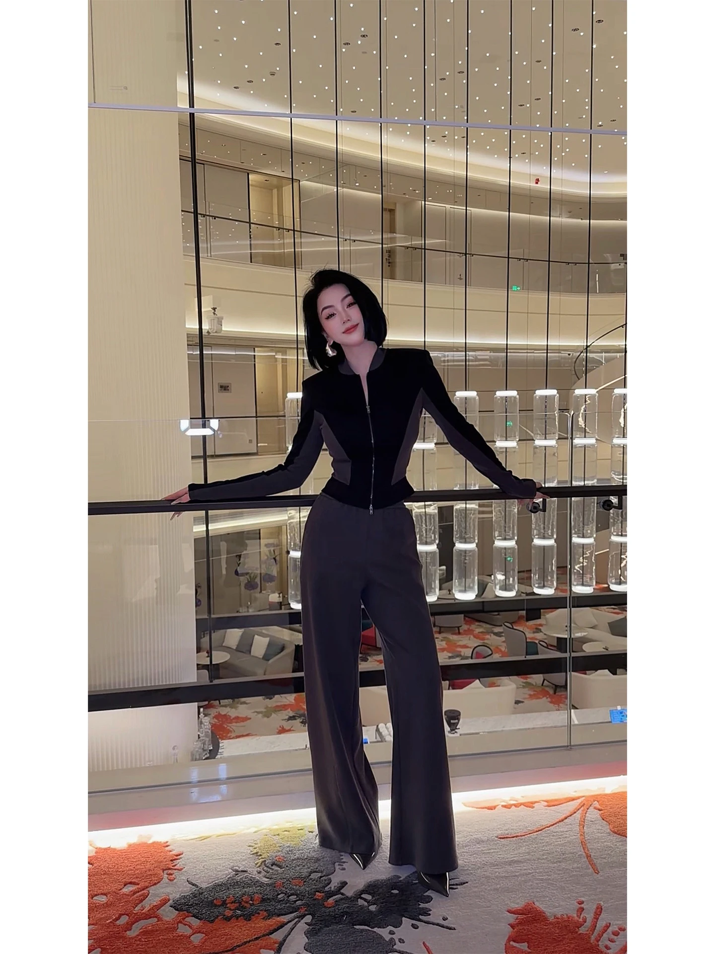 

Spring Fashion Wildsiren Straight Leg Pants Set Waist Cinching Patchwork Not Picky about People Stylish Two-Piece Suit