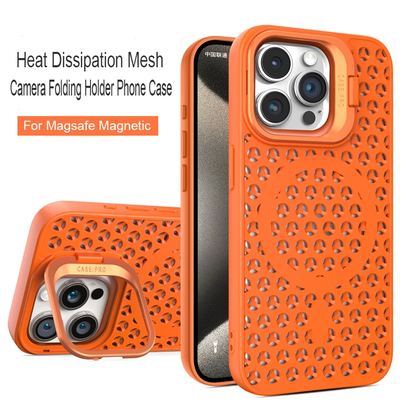 Luksusowe etui z uchwytem na aparat do iPhone'a 16 15 14 Plus 12 13 11 Pro Max do bezprzewodowego ładowania Magsafe Rozpraszanie ciepła Miękka obudowa