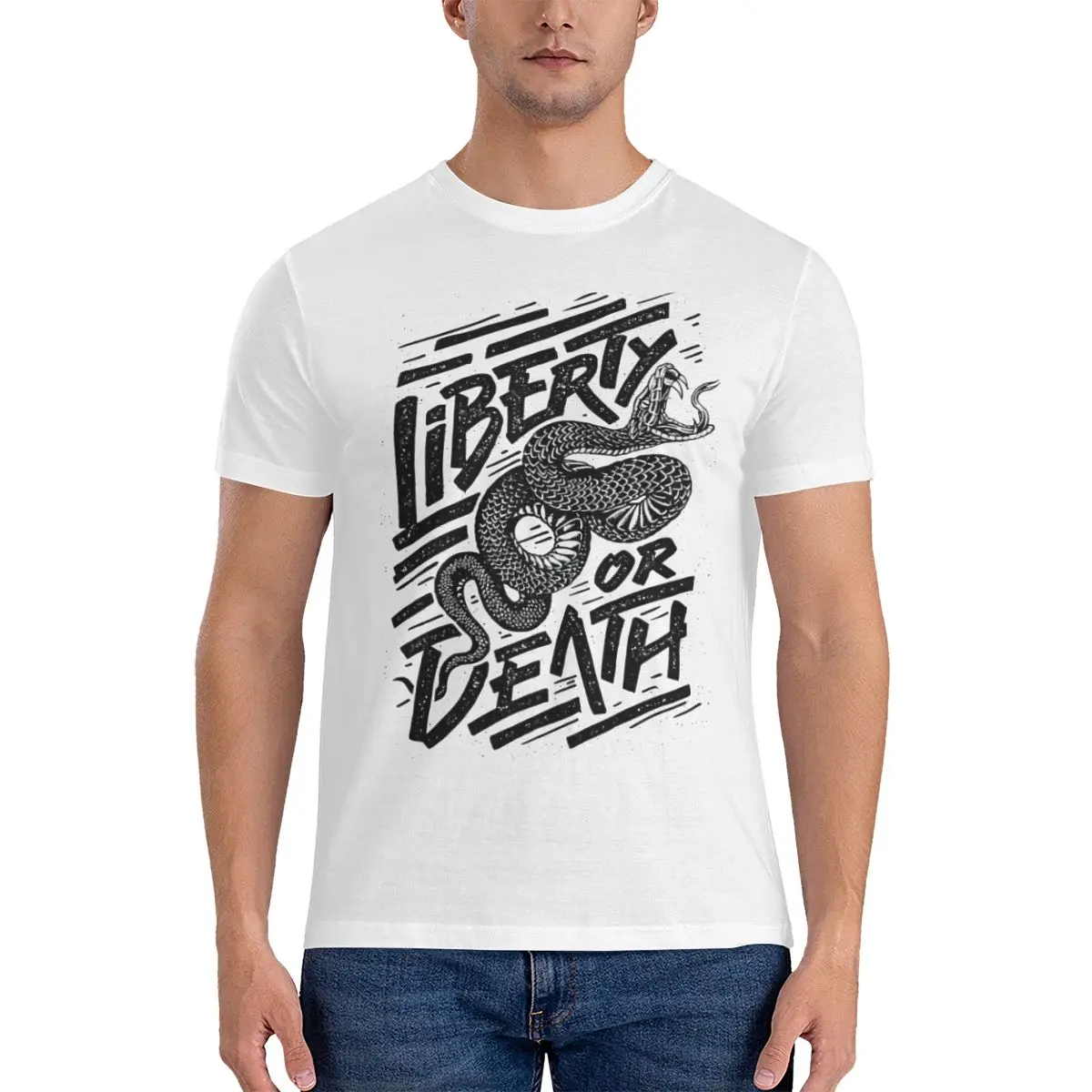 Men's T-Shirt Liberty Or Death Vintage 100% Cotton Tees Short Sleeve Javier Milei President T Shirt Round Collar Clothes