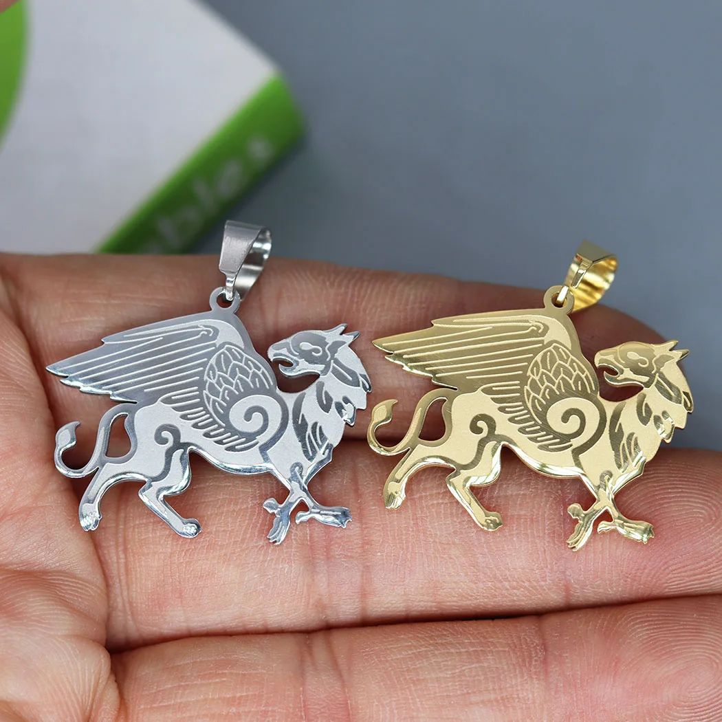 2Pcs/lot Mythology Anglo-Saxon Griffin Charm For Necklace Bracelets Jewelry Crafts Making Handmade Stainless Steel Charm