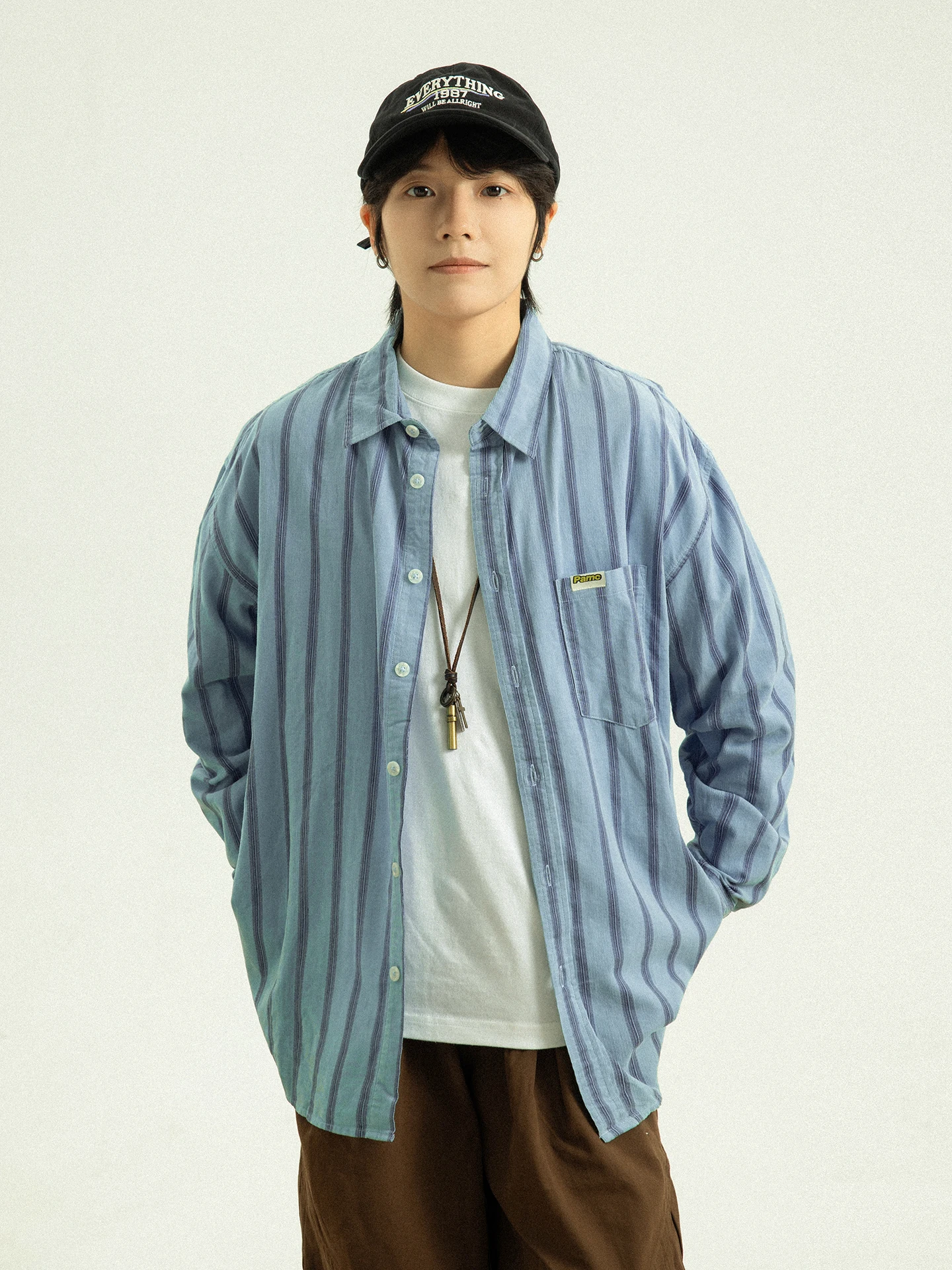 

Хлопковая футболка GoodNorth свободного кроя, синяя в полоску, повседневная, универсальная, удобная, дышащая, для осени