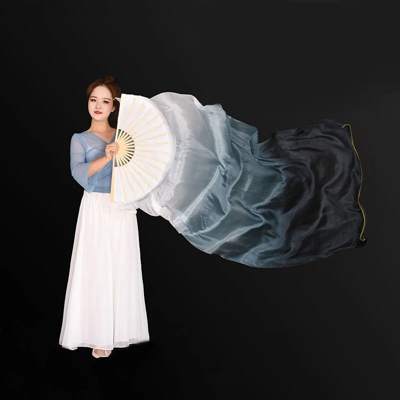 1 Para Jedwabnych Wachlarzy do Tańca Brzucha, Kolorowe, z Prawdziwego Jedwabiu, Ręcznie Robione, Barwione Ręcznie, Rekwizyty do Występów Tanecznych, Długie Wachlarze dla Dorosłych i Dzieci