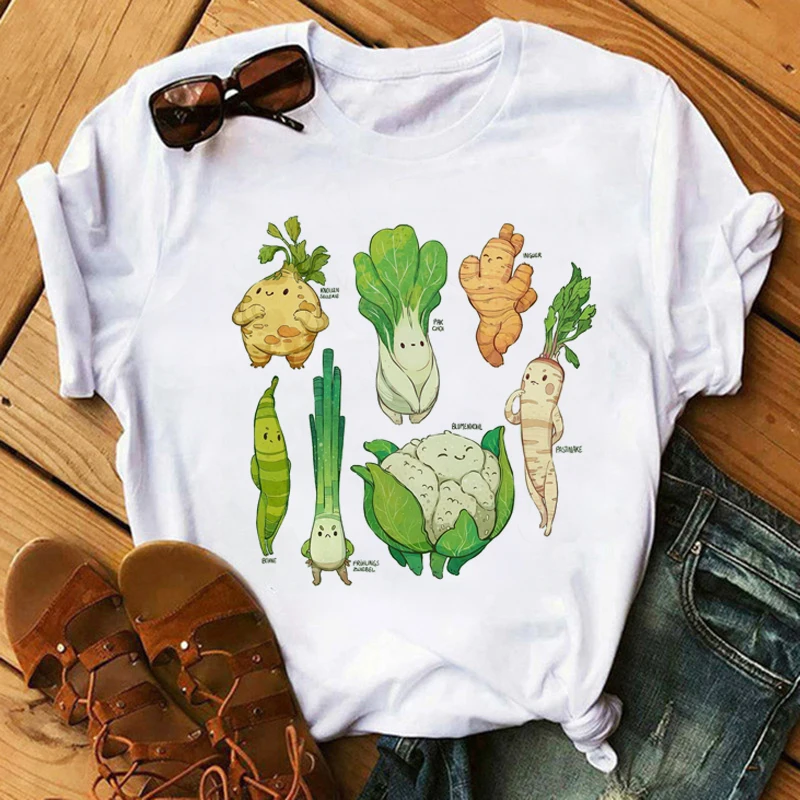 T-shirt da donna estiva a maniche corte con stampa di verdure T-shirt da donna da donna T-shirt grafica T-shirt da donna Tumblr