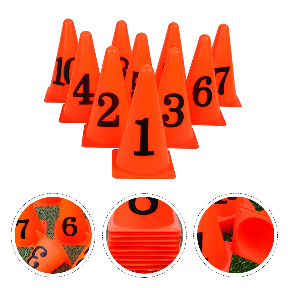 10 Pcs Soccer Number Sign Bucket Cone Ice Cream Football Marker for Training Cones Cell Imported PE Material Child