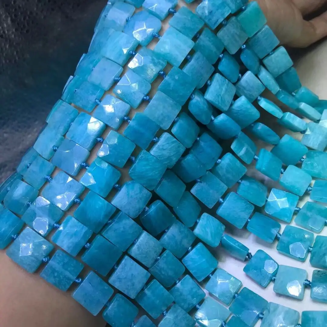 

GREEN Amazonite FLAT Square faceted 10-11mm for jewelry DIY necklace 38cm FPPJ wholesale loose beads