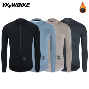 Ykywbike camisa de ciclismo masculina inverno e outono manga longa forro de lã térmica bicicleta jaqueta quente estrada mtb roupas