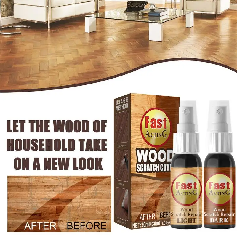 2 Colors Wood Scratch Remover Instant Fix Wood Floor Scratch Repair Spray Wood Furniture Stain Remover Cleaning Polishing Tools