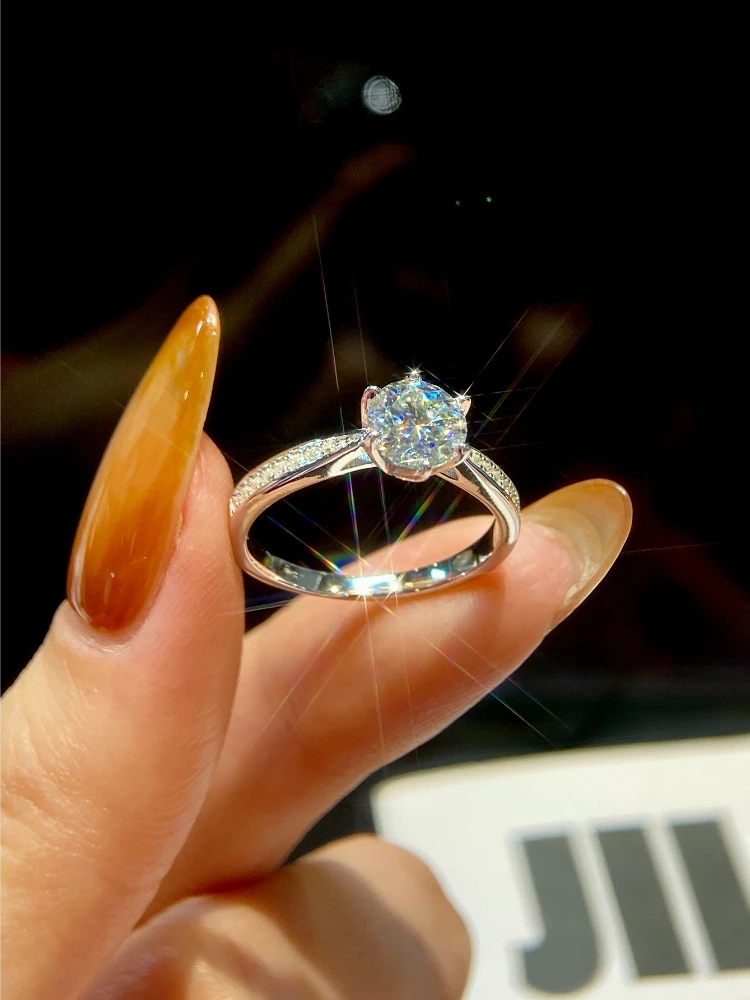 Real 0.5-1CT Moissanite Diamond Rings for Women Wedding Anniversary 925 Sterling Silver High Quality Fine Jewelry
