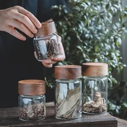 Transparent Glass Candy Jar Tea Jar with Lid Household Small Tea Coffee Beans Nuts Airtight Jar Kitchen Food Storage Container