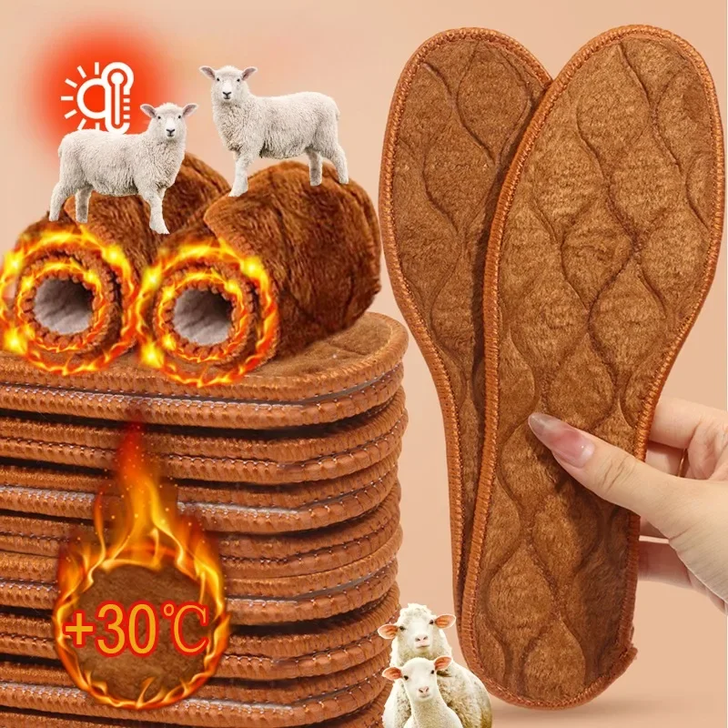 

2024 New Winter Sports Running Insoles Men Woman Heating Pads Wool Warm Shoes Insole Thicken Snow Boots Shoe Pad Thermal Insert