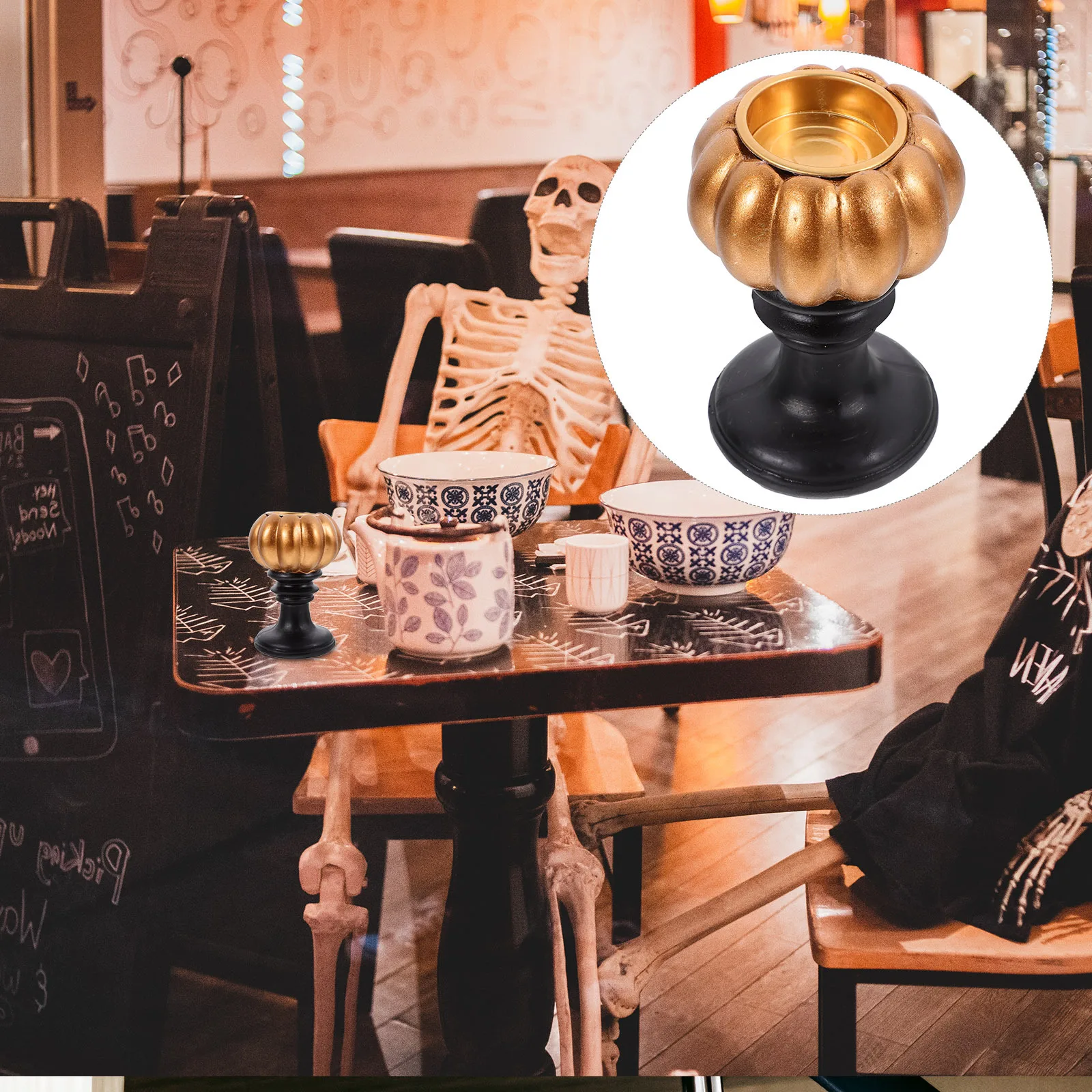 

Pumpkin Holder Resin Votive Stand For Halloween Table Centerpiece Decor Fall Autumn Thanksgiving Party Indoor Home