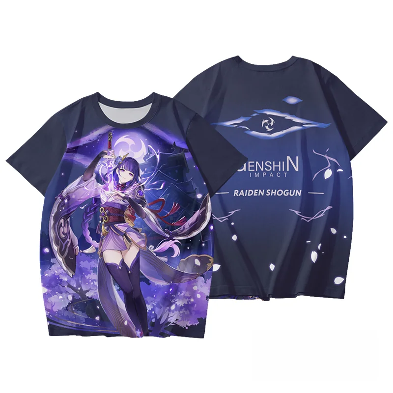 Genshin Impact Thunderbolt General T-shirt Shorts Set Game Surrounding The City of Rice Wife Barley Shadow Students