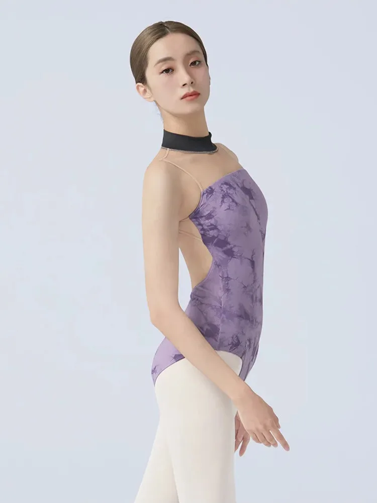 رومبير أنيق شبكي مرقع بدون ظهر - ملابس رقص باليه خفيفة الوزن لأداء المسرح وجلسلات الممارسة