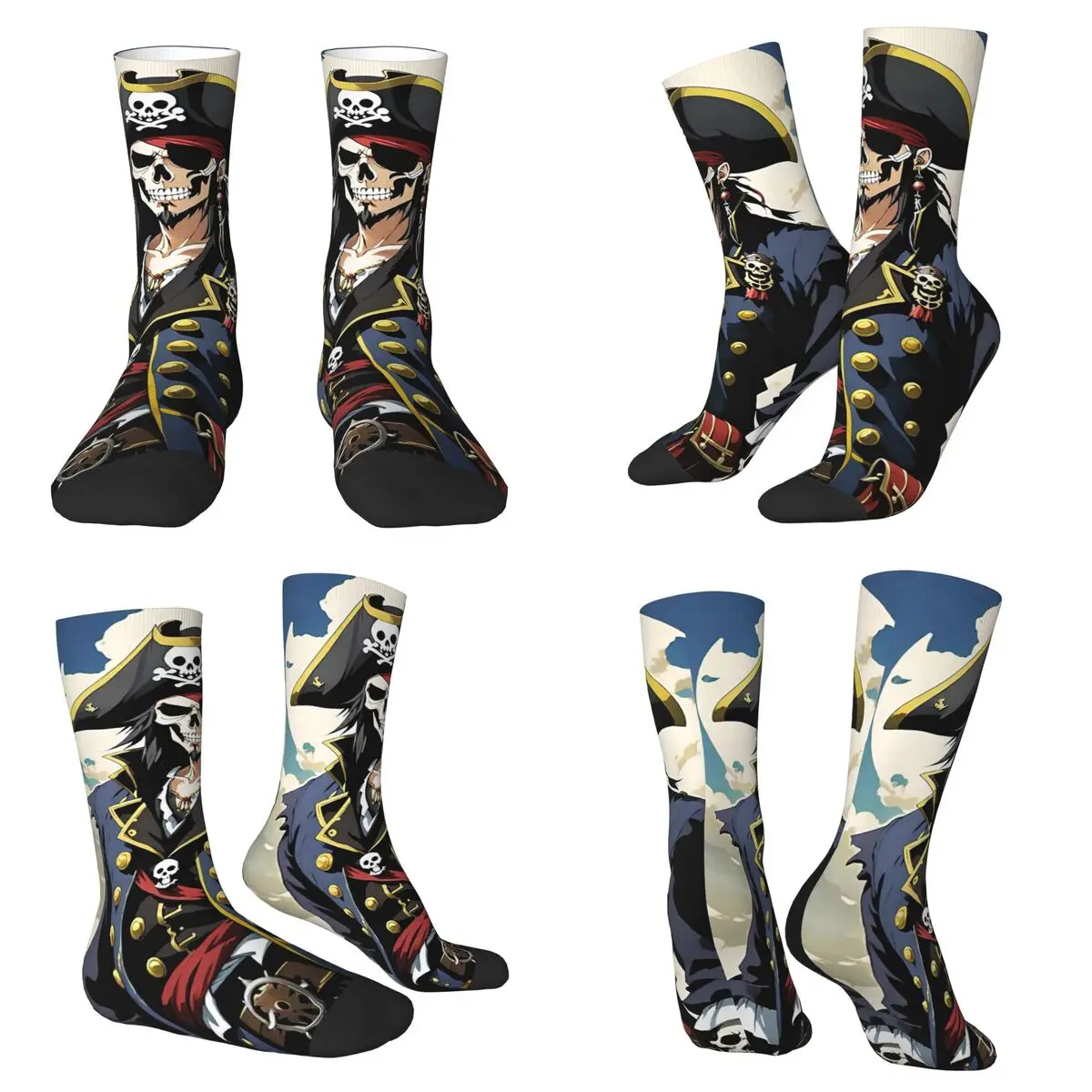 

Pirate Cartoon Socks Harajuku High Quality Stockings All Season Long Socks Accessories for Man's Woman's Birthday Present