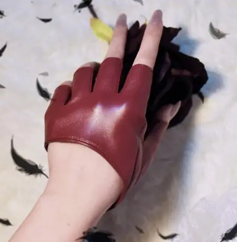 

Women Gloves Half-finger PU Leather Half Hand Short Punk Lolita