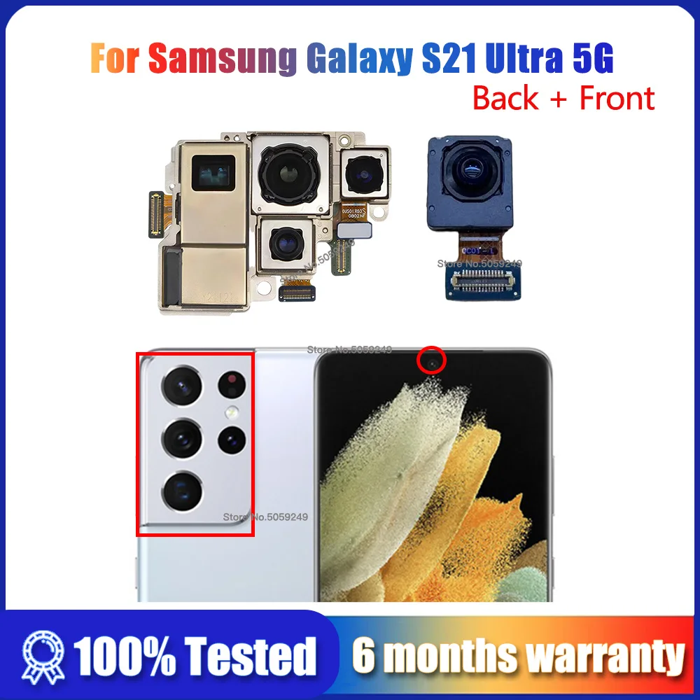 

Задняя передняя камера для Samsung Galaxy S21 Ultra 5G G998B G998U, передняя камера для селфи, модуль задней камеры, глубина слона, широкая основная камера