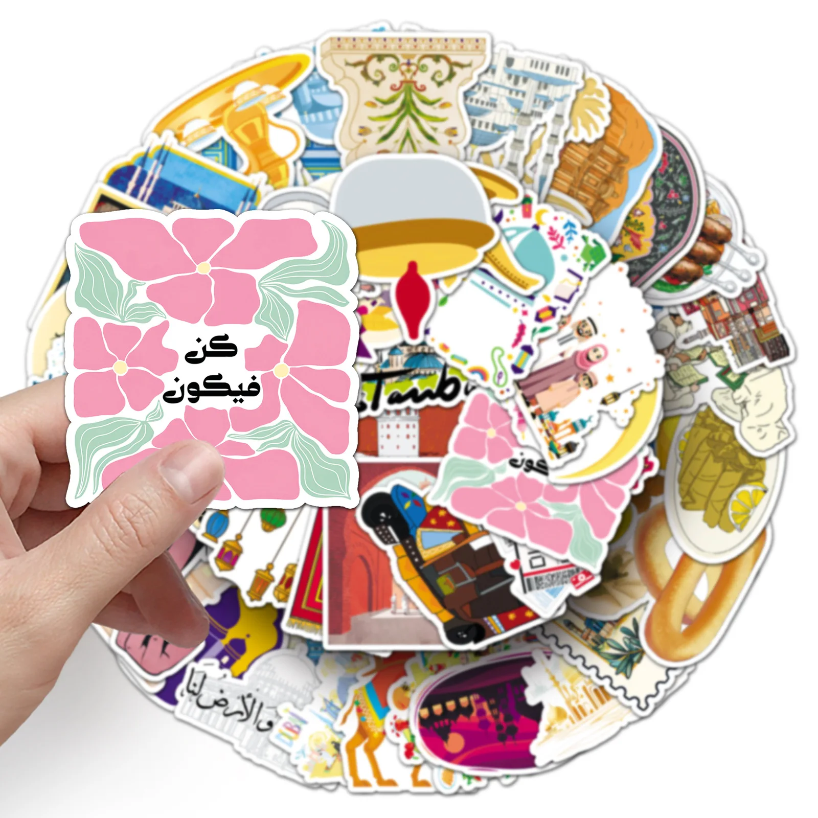 50pcs Middle East Graffiti Personalized Outdoor Landscape Travel Decorative Water Cup Mobile Case Suitcase Stickers