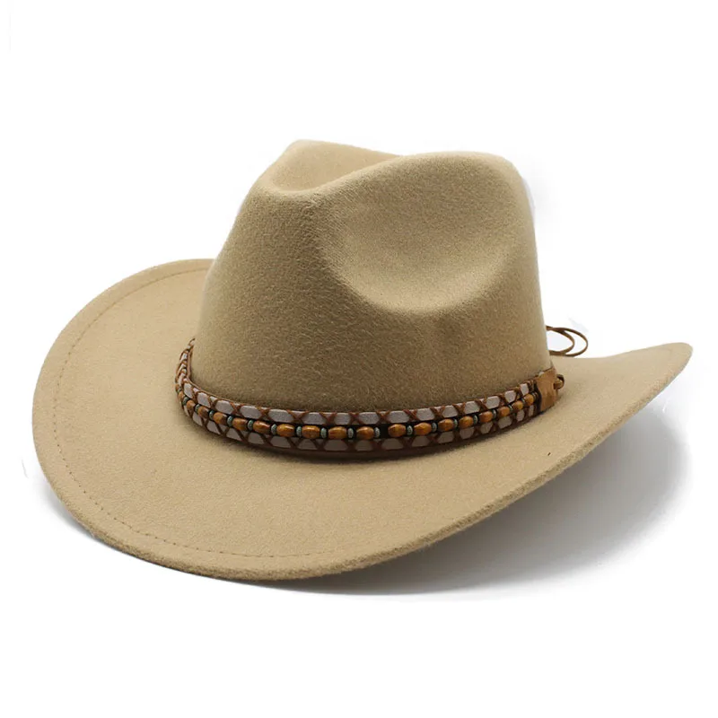 

Vintage Women Men Ethnic Style Western Cowboy Hat Wide Brim Gentleman Lady Jazz Cowgirl Cap New Party Cloche Sombrero Panama Cap