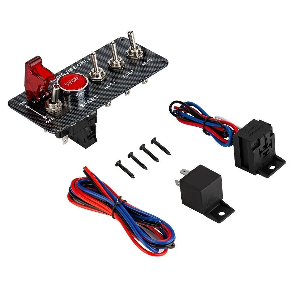 Combination switch racing car modification, one button ignition, carbon fiber panel switch, rocker switch, metal switch DC12V