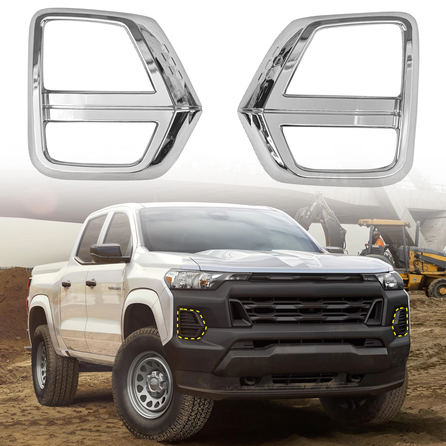 

For Chevy Chevrolet Colorado 2023-2025 Exterior Front Fog Light Eyebrow Frame Cover Trim ABS Car Accessories 2pcs