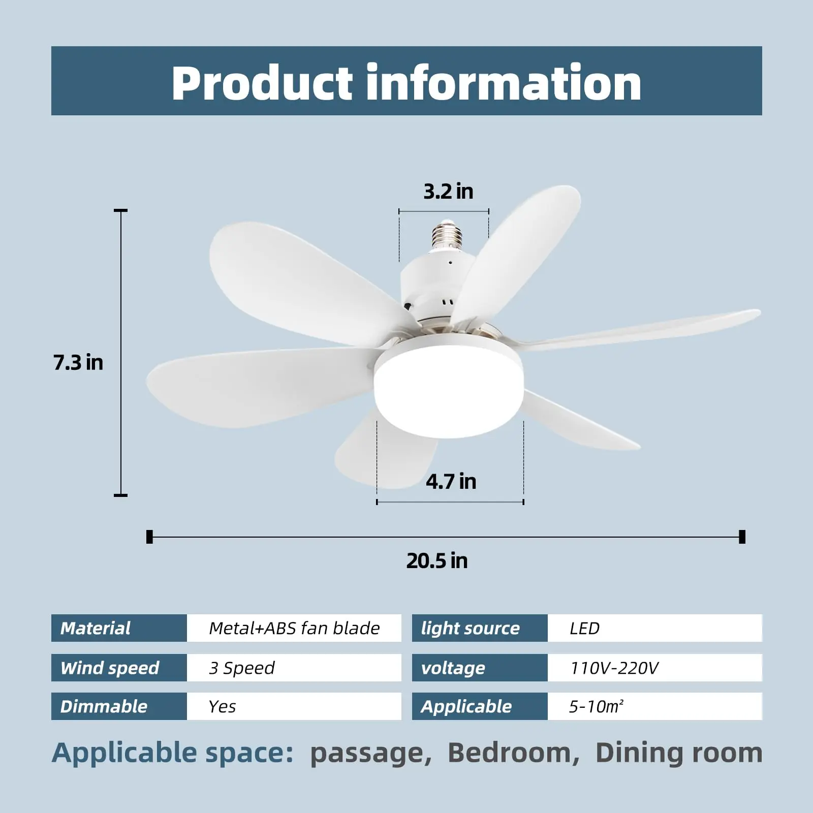 30W/40W LED Ceiling Fan Light E27 with Remote, Dimmable 3-Color 3000K-6500K, 2000 Lumens, for Bedroom, Living Room, Kitchen