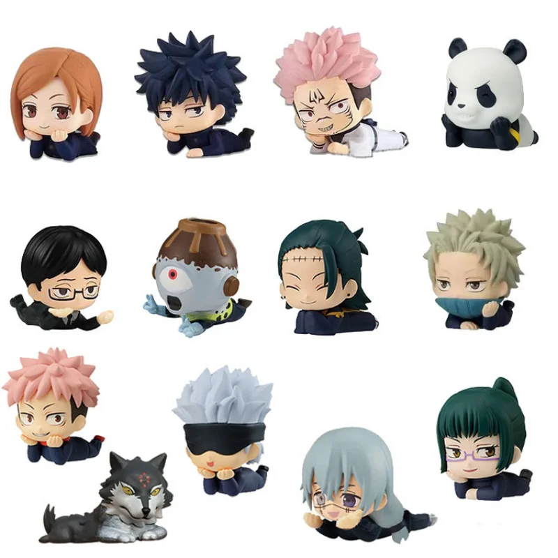 

7Pcs/Set Lying Style Anime Jujutsu Kaisen Action Figure Toys 3-4cm Satoru Gojo Cartoon Cute Collectible Gk PVC Model Doll Gift