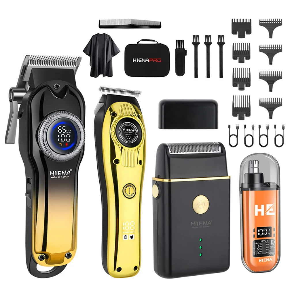 

Мужская машина для стрижки золотых волос, профессиональная машинка для стрижки волос, электрический дисплей, перезаряжаемый набор из четырех предметов, подарки для дома