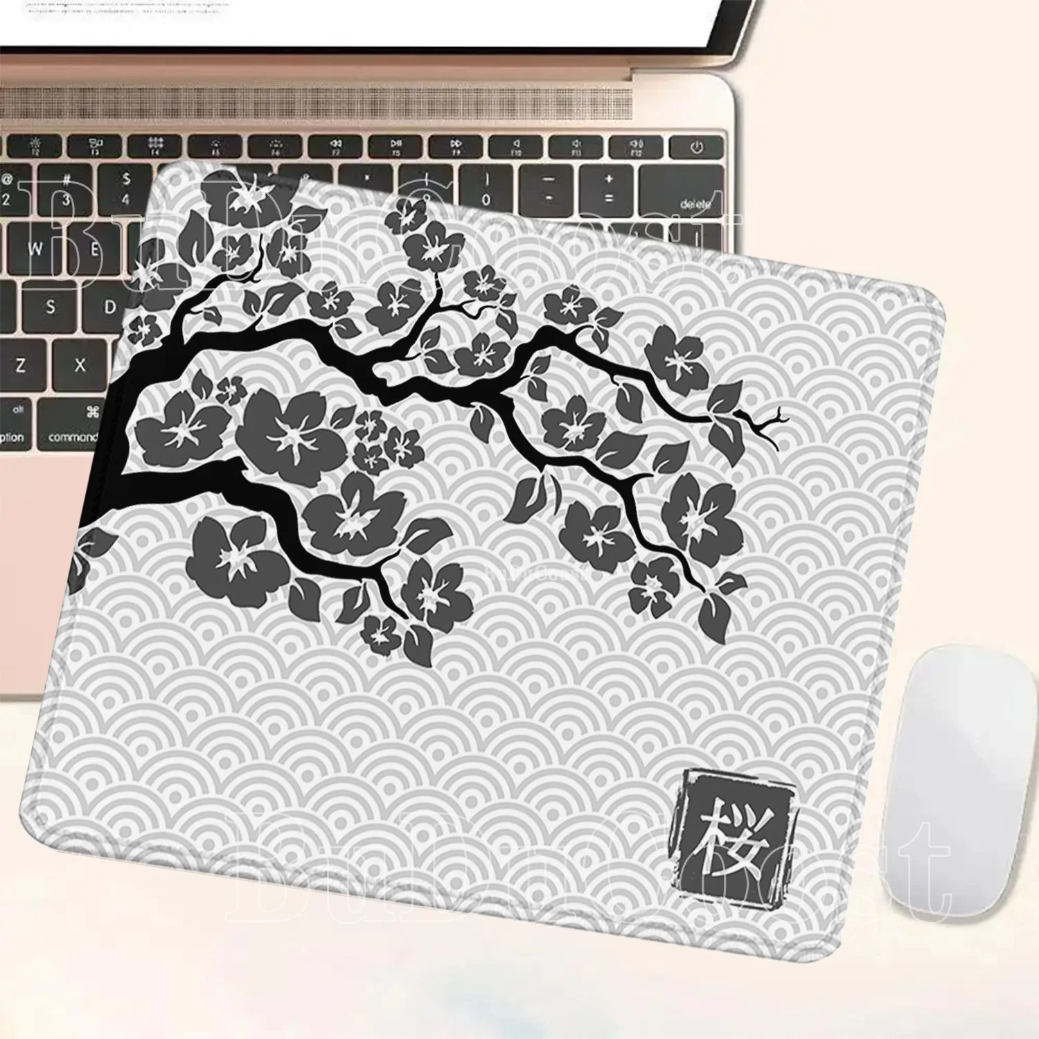 black and white Mousepad Cherry Blossom Sakura HD Printing Small Size PC Computer Keyboard Mouse Pad Non-slip overlock Desk Mat