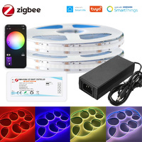 5M 6M 7M 8M 10M  Zigbee 3.0 DC24V RGB COB LED Strip High Density Flexible LED Lights Dimmable Lighting Decoration Tuya Zigbee