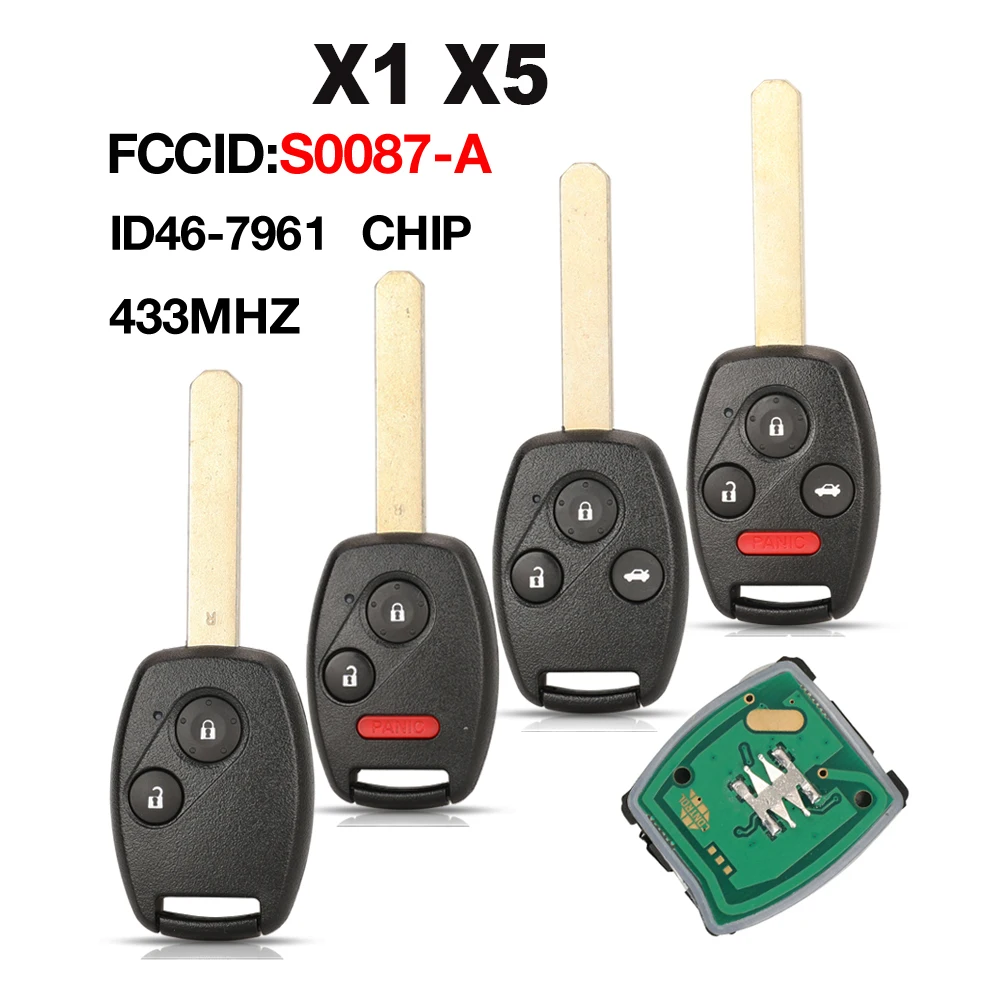 

Автомобильный ключ jingyuqin 433Mhz ID46PCF7961 для Honda S0087-A Accord Element Pilot Civic CR-V HR-V Fit Insight City Jazz Odyssey