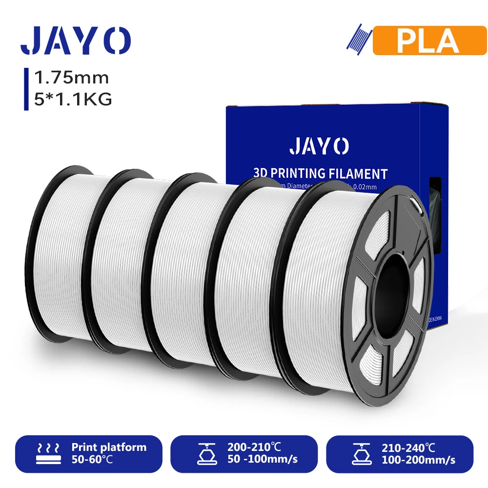 Top 3D PETG/PLA/PLA+ Filament 1.75mm +/-0.02mm PLA Filament 5 Rolls For Bambu FDM 3D Printer Neatly Wound 3D Printing Material