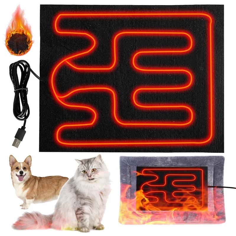 EAS-Pet Heating Pad USB Heating Film Warm Folding Heated Sheet Waterproof Car Mat Pet Reptile Winter Warm Climbing