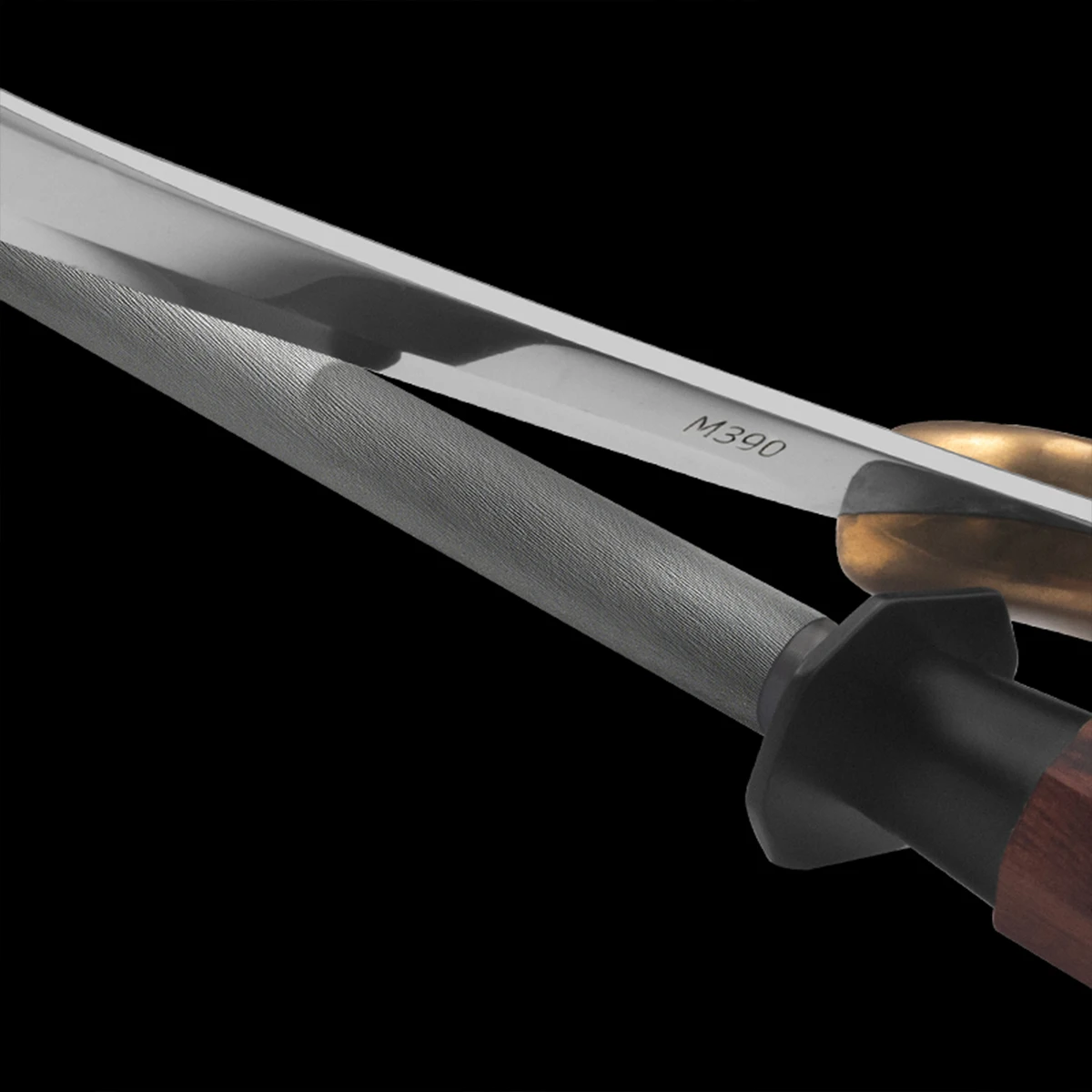 2026 New Model Professional Chef Sharpener Rod Innovation spiral texture Provides more efficient sharpening Rose wood Handle