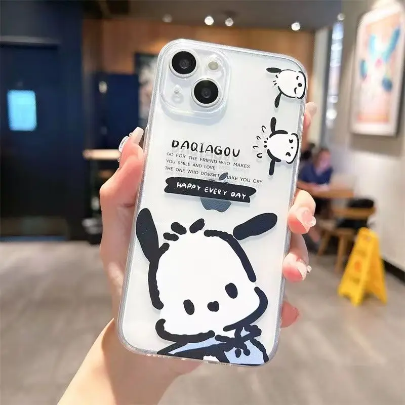 Sanrio Cartoon Pochacco Silicone Phone Case for iPhone 15 14 13 12 11 Pro Max XR XS X 8 7 6 6S Plus SE 2020 Clear Back Covers