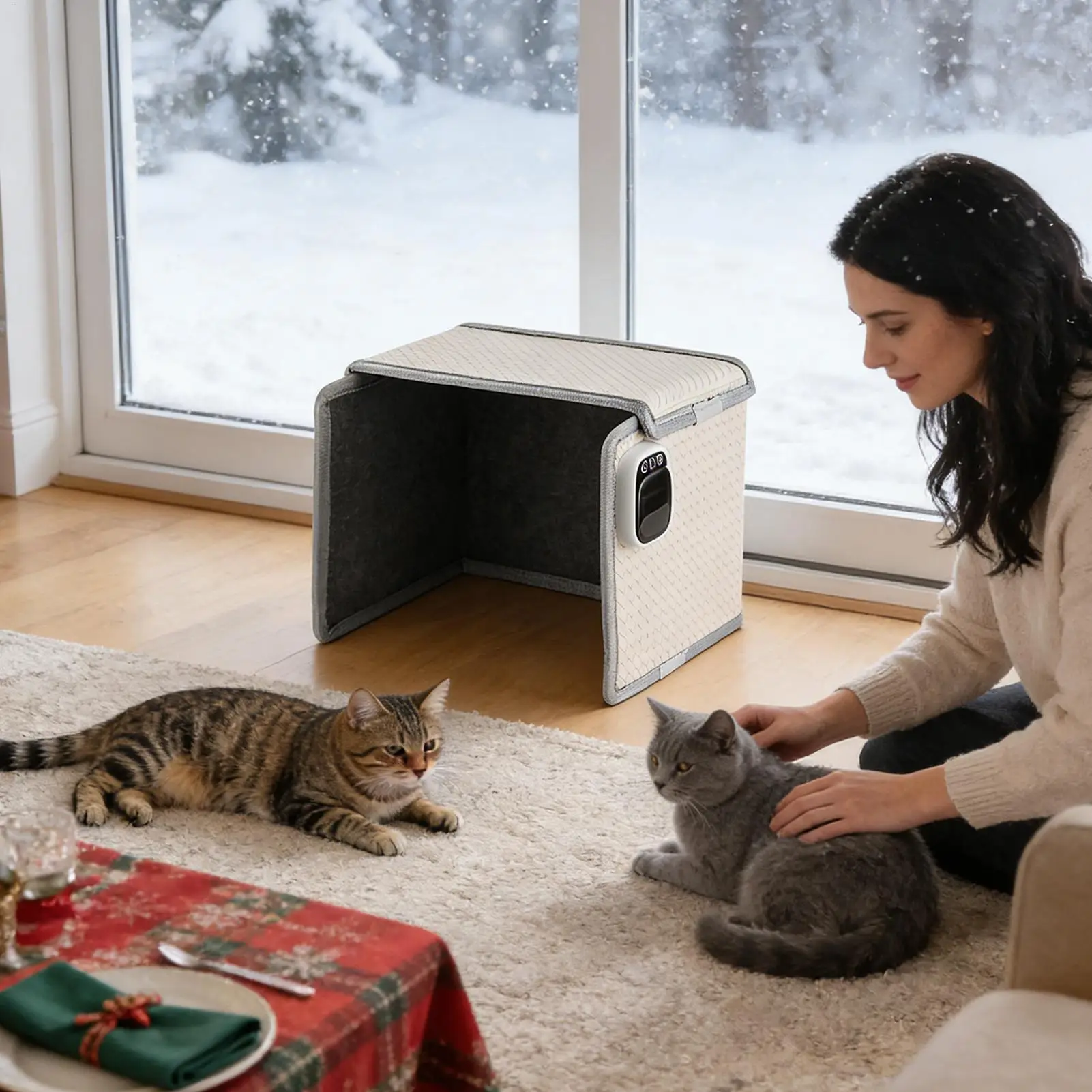 

Кошачья пещера с подогревом, водонепроницаемая, складная, теплая, регулируемая, гнездо для домашних животных, покрытая пещерой, палатка с подогревом для домашнего общежития, офисной квартиры