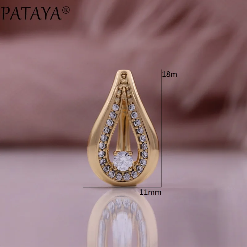 PATAYA Hot Fashion Champagne Gold Color Jewelry Sets Glossy Rings Earrings For Women High Quality Ethnic Wedding Jewelry Set