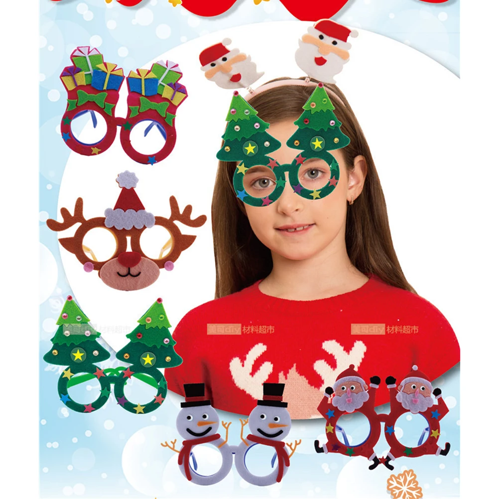 Gafas navideñas, telas no tejidas, materiales DIY, recuerdos de fiesta de guardería, accesorios ligeros y duraderos, 5 uds.